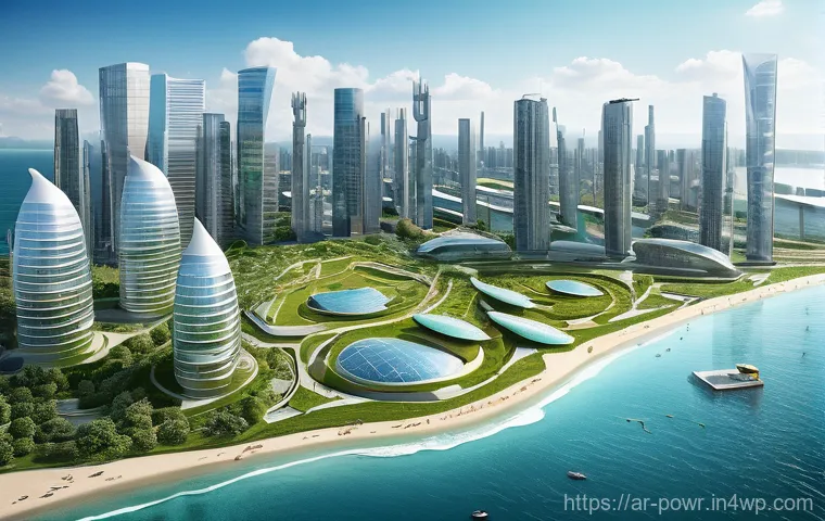 해양 에너지 발전의 가능성 - **Prompt:** A detailed, illustrative image showcasing various cutting-edge ocean energy technologies...