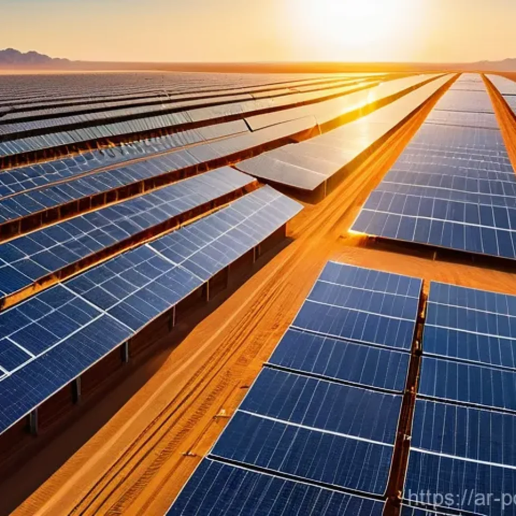 재생에너지 기술의 지역별 특성 - **Prompt: "The Golden Sun's Embrace: A Verdant Future"**
    A wide-angle, breathtaking panoramic sh...